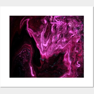 Wine Red and Rose Pink Abstract Art Posters and Art